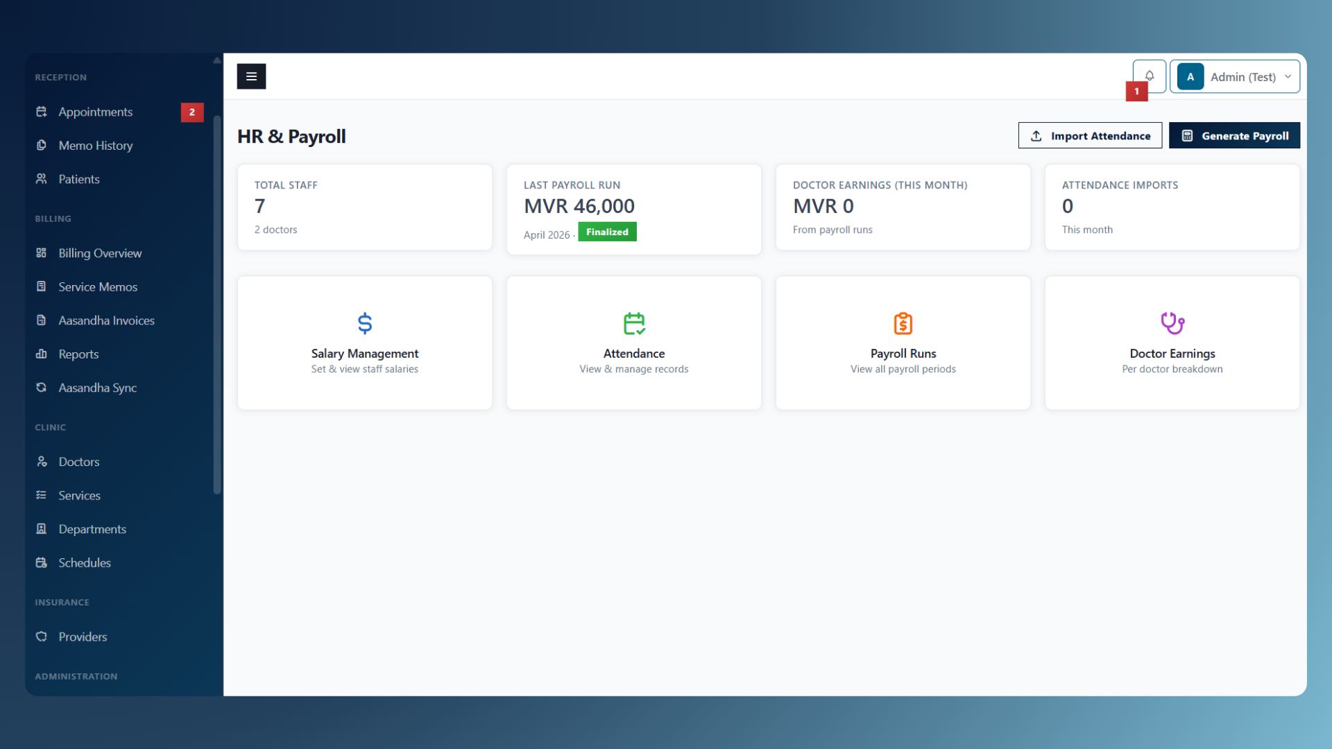 Clinic Management System screenshot