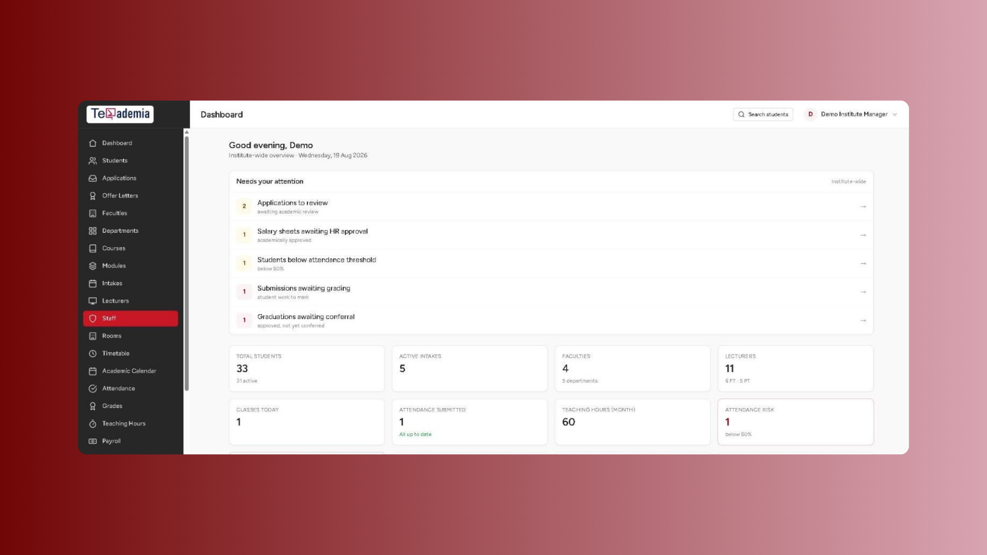 Academic Management Platform screenshot