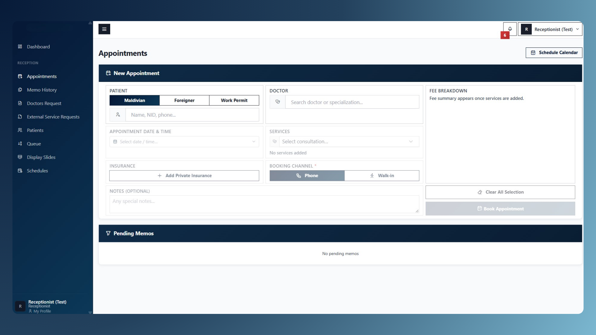 Clinic Management System screenshot